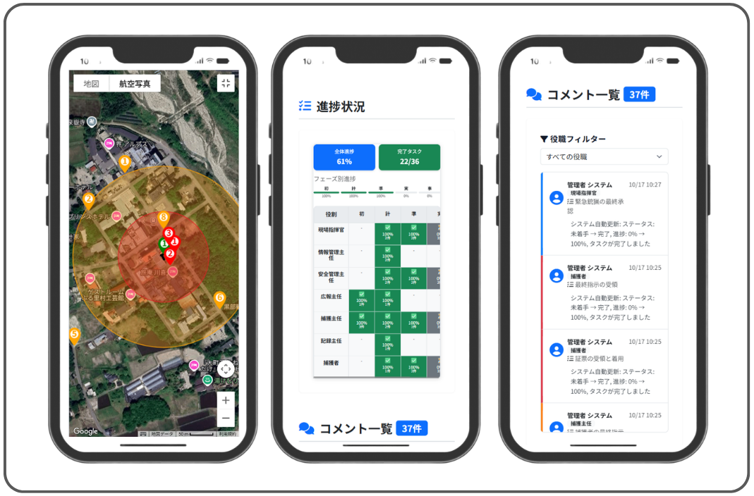 スマートフォンでの情報共有画面